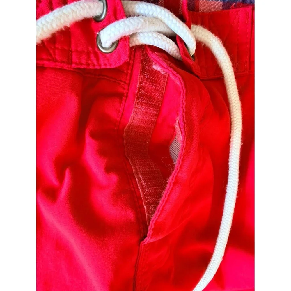 Men's Abercrombie & Fitch Red Swim Trunks with Drawstring - Size 28